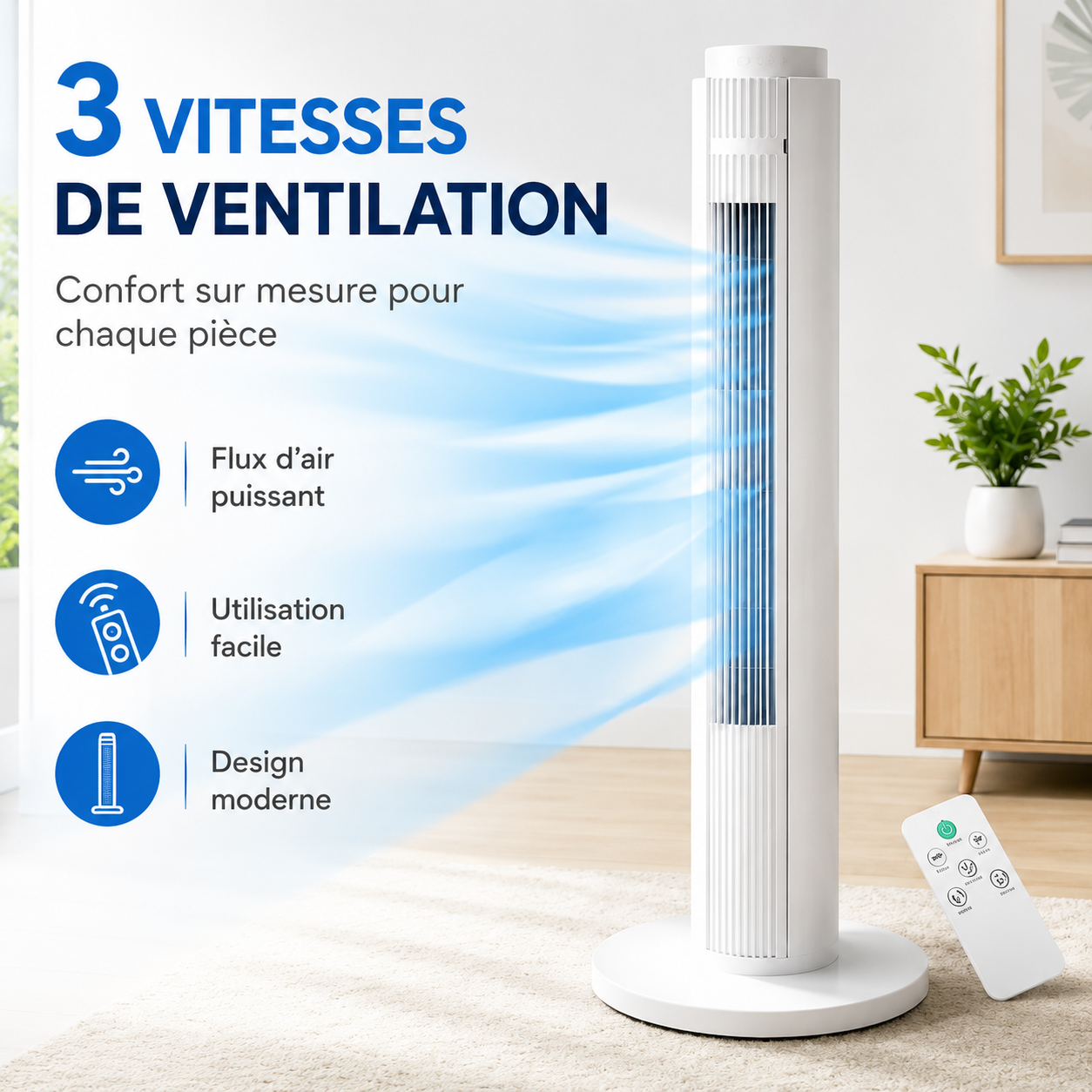 Ventilateur Colonne Silencieux 79 cm