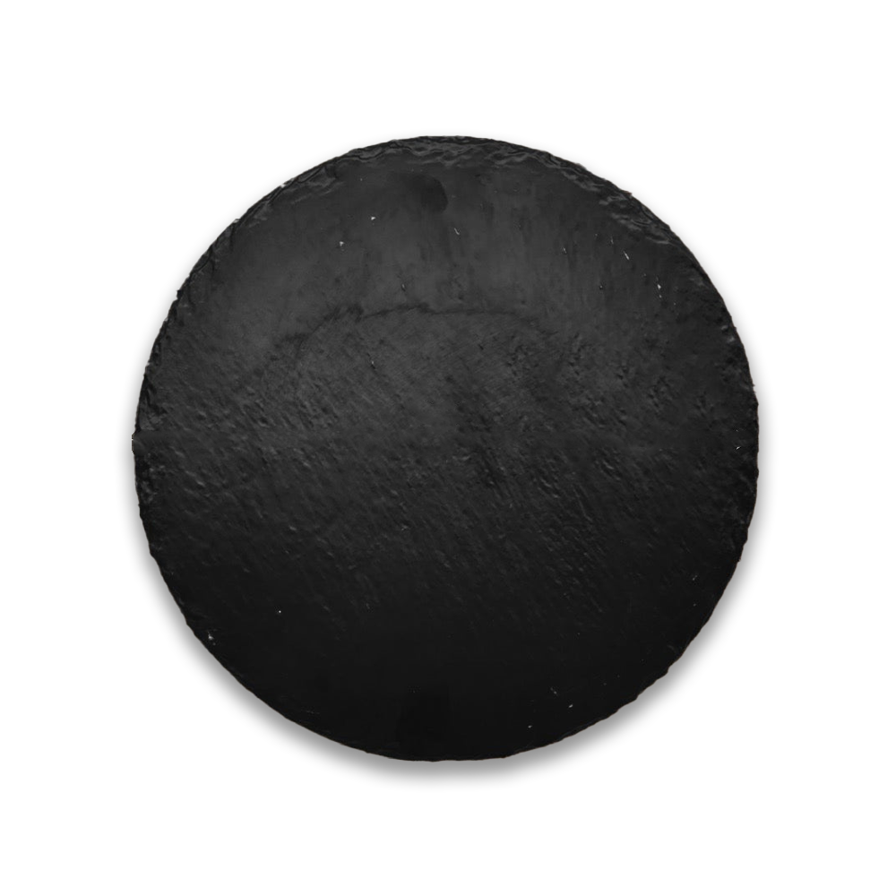 Plat de service rond en mélamine aspect ardoise