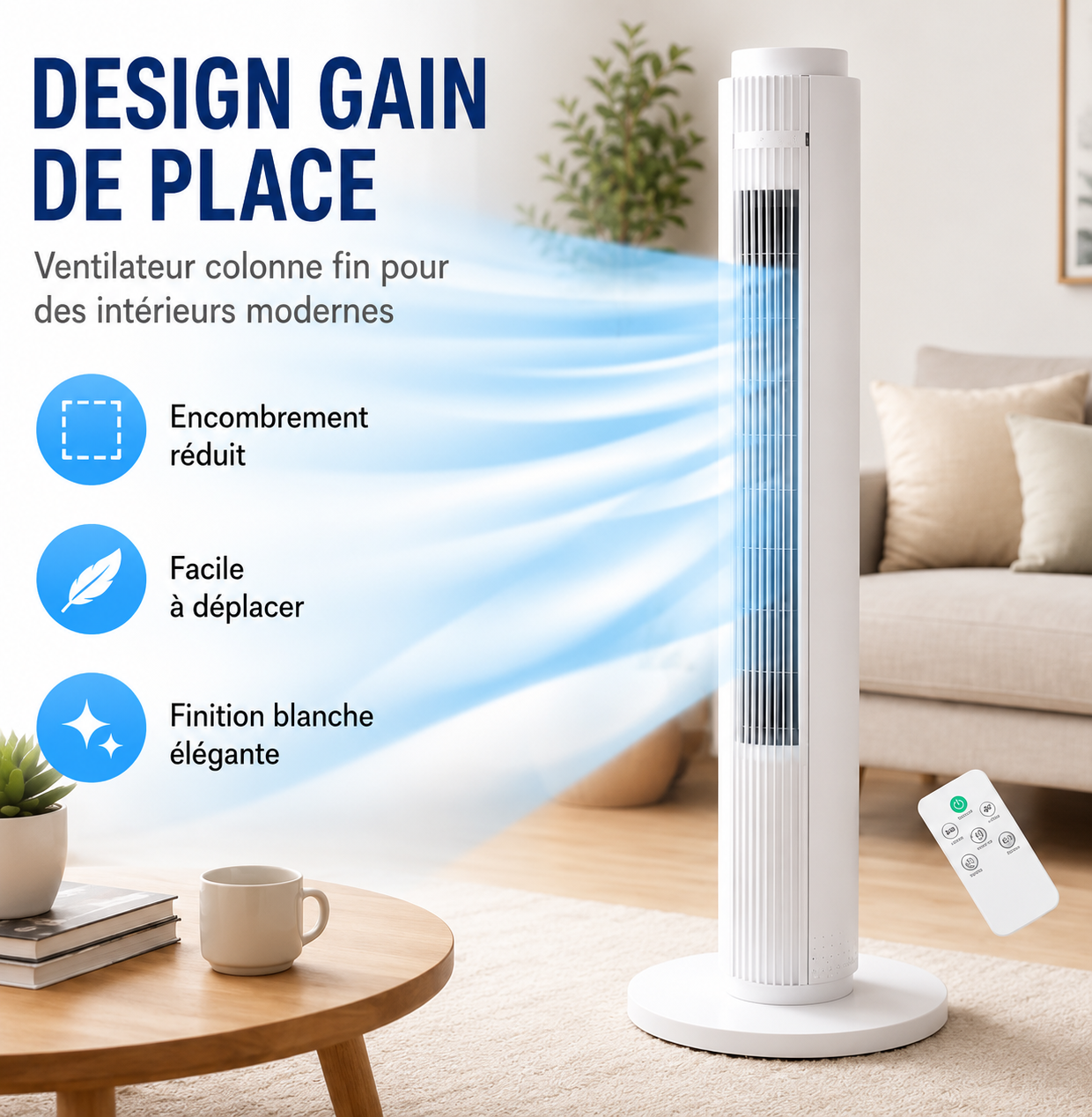Ventilateur Colonne Silencieux 79 cm